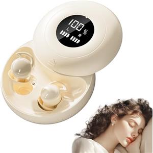 sunvito Cuffie per Dormire, Mini Auricolari Wireless Bluetooth 5.4 Auricolari per Dormire, AuricolariNascosti con Display di Alimentazione per Esercizio, Lavoro, viaggi (Bianco)