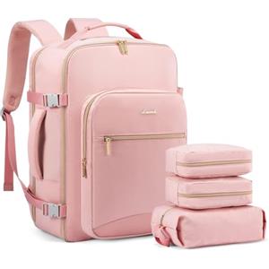 LOVEVOOK Zaino da Viaggio Aereo Bagaglio a Mano Donna Uomo, Impermeabile 40L Trolley Cabin Max per Ryanair Easyjet, Grande Porta PC 17 Pollici Valigia Borsa a Zainetto Rosa