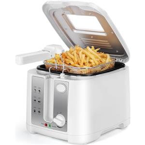 Aigostar Indra 30HEX - Friggitrice 1650Watts, Capacità 2,5Litri con finestra, Controllo di temperatura, Indicatori Luminasi. BPA assente