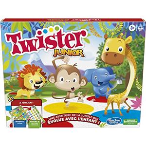 Hasbro Gaming Twister Junior - Gioco da tavolo con tappeto reversibile 2 in 1 per bambini da 3 anni, per 2-4 giocatori