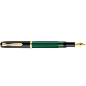 Pelikan Stilografica M251 per Scuola e Uffici in astuccio regalo con Stampa Storica e Flacone d'inchiostro 4001, Design Classico, Elementi Decorativi Placcati in Oro 24 Carati, Pennino M, Verde Nera