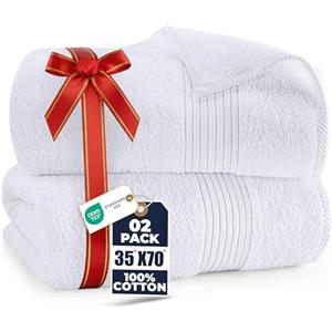 Utopia Towels - Asciugamani Bagno extra Large Confezione da 2-100% Cotone Filato ad Anelli, Ultra Morbido e Altamente Assorbente, Telo da Bagno Spesso 180 x 90 cm (Bianco)