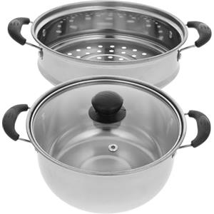 Healifty Pentola a Vapore in Acciaio Inossidabile 20cm Pentola Multifunzionale Resistente Adatta per Cucina a Gas e Induzione Facile da Usare per Cottura