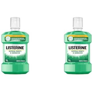 Listerine Difesa Denti e Gengive, Colluttorio a Tripla Azione, Denti Forti e Gengive Sane, Menta Fresca, 1 Litro (Confezione da 2)