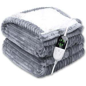 ITSHINY Coperta Riscaldante Elettrica 180x135 cm con Controllo Digitale, 6 Livelli di Calore, Timer 1-10h, Spegnimento Automatico + Protezione Surriscaldamento, Flanella Morbida Lavabile in Lavatrice