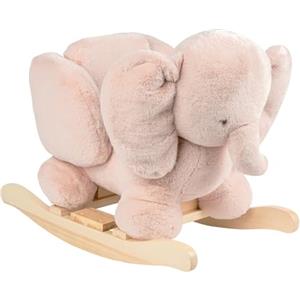 Nattou Animale a Dondolo, Elefante, Imbracatura di Sicurezza Inclusa, Allegro Dondolio Avanti e Indietro, 100% Poliestere, FanFan, Rosa Antico