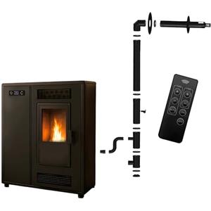 Sannover Thermique Stufa a pellet Slim Astral 12,2 kW nero Sannover + kit di installazione