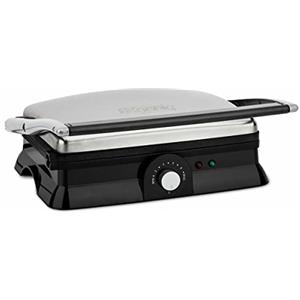 H.Koenig GR20 Bistecchiera e Grill, Elettrica, Professionale, Inox, Ampio Piano Cottura,Temperatura Regolabile, Multifunzione Panini, Sandwich, Carne, Pesce
