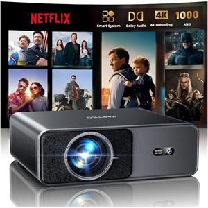 TOPTRO Proiettore 4K[Compatibile con Netflix/Dolby]1000 ANSI Regolazione Auto Dell'immagine AI Proiettore Portatile per Smart Home Theater e Esterno WiFi 6 Two-way Bluetooth 5.3 Videoproiettore TOPTRO A1