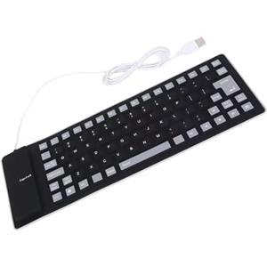 Ldbuejiaja Tastiera arrotolabile in silicone, 85 tasti, cavi USB silenziosi e flessibili per una digitazione confortevole su laptop e PC