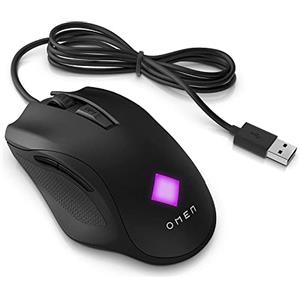 HP OMEN Vector Essential Mouse, 6 Tasti Programmabili, DPI da 200 a 7200, Sensore Precisione OMEN Radar 1, LED Personalizzabili, Rotella di Scorrimento, Cavo USB Cablato, Peso 88 g, Nero