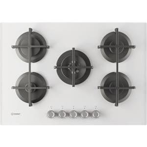 Indesit ING72T/WH1 - Piano cottura 5 fuochi gas, 73 cm, bianco, con 1 bruciatore doppia corona