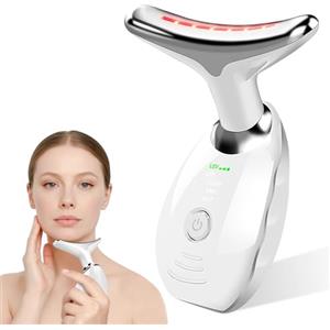 kepsa Massaggiatore Viso antirughe, Massaggiatore per la tonificazione e il rassodamento della pelle, terapia con luce rossa, EMS gua sha a 45°C, lifting viso e anti-età con 7 colori e 3 modalita led.