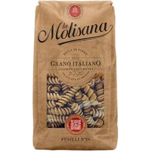 La Molisana, Fusilli Integrali n. 28, Pasta Integrale da Solo Grano Italiano - Trafilata al Bronzo, Ricca di Fibre, Ruvida e Tenace con Eccellente Tenuta in Cottura - Confezione da 500g