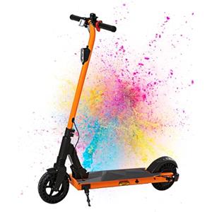 QNQ Monopattino Elettrico, Motore 500W Peak, 8'' Pneumatici Solidi, Scooter Elettrico Pieghevole, 25KM/H Max, Durata di 15-20km, Batteria 36V 4Ah, Monopattini per Bambini/Adolescenti (Arancione)