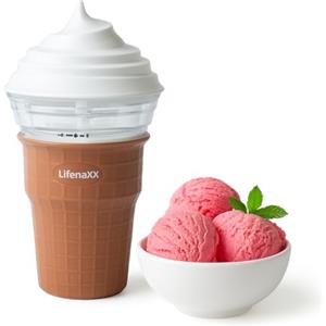Lifenaxx Gelatiera Mini 450ml - Macchina per Gelato Compatta con Contenitore da Congelare, Miscelatore e Porta USB-C - Facile da Usare - Gelati, Sorbetti e Slush Fatti in Casa - Modello LX-059