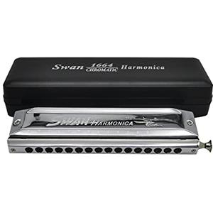 BORGBAR SWAN - Armonica cromatica a 16 fori, 64 toni, con chiave in do, professionale, per adulti, principianti, amanti della musica