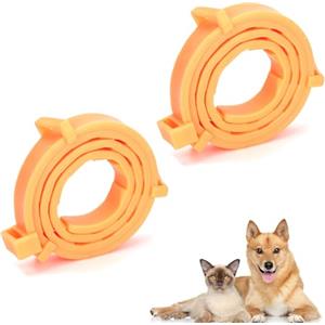 LONGHAO 2 pcs Collar Antiparassitario Per Cani,Collare Antiparassitario Gatto,Collare Antipulci Cane,Naturali Collare Antipulci e Zecche per Cani,Collare Antipulci 62 cm (Arancione)