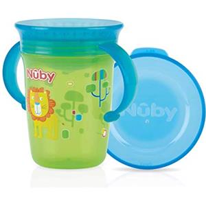 Nuby - Tazza magica a 360° con manici per neonati e bambini piccoli - Verde - 240 ml - 6+ mesi