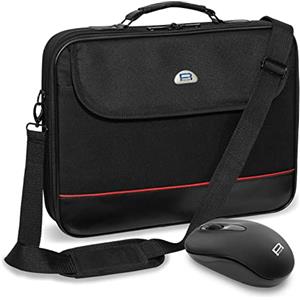 PEDEA borsa per PC portatile Trendline Borsa per notebook fino a 18,4 pollici (46,7 cm) borsa con tracolla incluso mouse wireless, nero