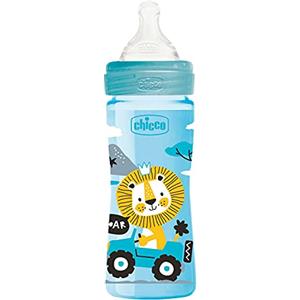 Chicco Benessere Biberon Flusso Medio in Plastica con Tettarella in Silicone, 250 ml, 120 g