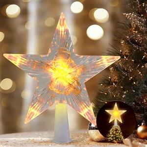 YUYWWAN Stella Albero di Natale, Puntale Albero di Natale Luminoso, Stella di Natales Luminosa, Stelle Alber di Natales con Luci, Decorazioni a LED per Festival, Feste, Matrimoni, Compleanni (B)