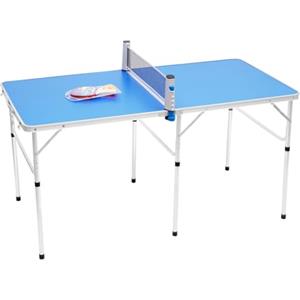FROPIJ Set di mini tavolo da ping pong pieghevole per interni con rete, 2 racchette e 3 palline, resistente, per interni ed esterni, per casa e fuori strada (152 x 76 x 76 cm)