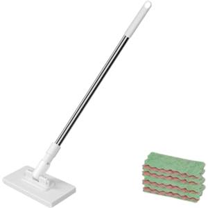 Nikou Lavapavimenti con 4 panni per mocio, senza lavaggio a mano, un pulsante per cambiare, panno automatico, mocio a mani libere per la pulizia del pavimento, per ufficio e ristorante