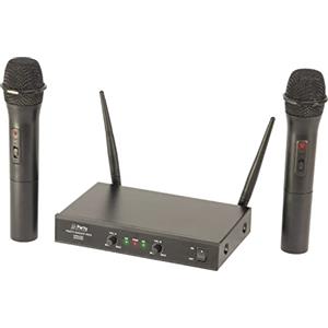 Party Light & Sound - PARTY-200UHF-MKII - Sistema microfonico con 2 microfoni wireless UHF e 1 ricevitore - 2 canali 863,1 e 864,8MHz - Nero