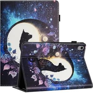 LSPCASA Protettiva Case Per iPad (2022) / iPad 10th Gen PU+TPU Materiale Cover iPad 10 Generazione Con Slot Per Carte Custodia iPad 10 Generazione Gatto