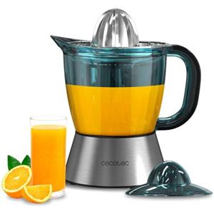 Cecotec Spremiagrumi elettrico per arance e agrumi Zitra Steel. 40 W e filtro in plastica, 2 coni in plastica, doppio senso di rotazione, accensione automatica, tamburo con capacità di 1 l
