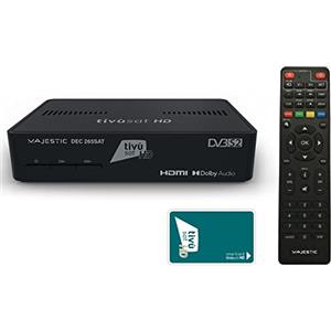 Majestic DEC 265 SAT - Decoder satellitare tivù sat, supporto HEVC MAIN 10, telecomando programmabile, smart card HD e ingresso USB