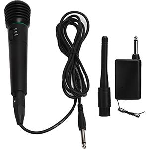 cigemay Microfono Due in Cablato e Wireless, Microfono Dinamico Professionale Portatile, Adatto per Palcoscenico, Karaoke, Canto, Registrazione, Discorso, Matrimonio, Interni Ed Esterni