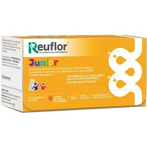 Recordati Reuflor Junior - Integratore Probiotico per Bambini, 10 Flaconcini da 8 ml con Vitamine e Zinco