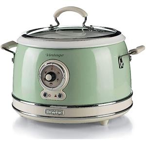 Ariete 2904 Rice Cooker + Slow Cooker - Cuociriso Elettrico con bowl in ceramica - Sushi fatto in casa - Multicooker - Linea Vintage - 3,5 L - 700 W - Verde
