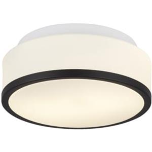 Searchlight Lampada da Bagno Cheese - 2 Luci a Filo, Paralume in Vetro Bianco Opale, Finitura Nera Opaca, Diametro 23 cm, IP44