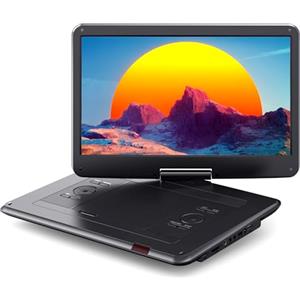 WOLFANG 17,5" Lettore DVD Portatile con 15,6" Display HD, 5000 mAh Batteria, Nessuna Restrizione Regionale, Doppi Altoparlanti Stereo, Supporto USB/Scheda SD/Sincronizzazione TV/Schermo del Proiettore
