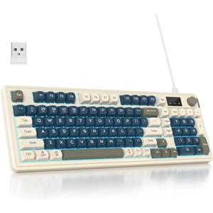 SOLIDEE 96% Tastiera membrana Wireless con Manopola,Wired/Bluetooth 5.0/2.4G,Struttura Gasket&Retroilluminazione RGB,Tastiera meccanica silenziosa,Crema con Tastierino Numerico(Copper Gray)