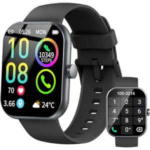 Jugeman Smartwatch Uomo Donna Chiamate Bluetooth, 1.96'' Orologio Smartwatch con Cardiofrequenzimetro/Contapassi/Sonno/SpO2, 113+ Sportive Smart Watch IP68 Impermeabile Fitness Tracker per iOS Android