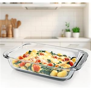 GOURMETmaxx Pirofila per friggitrice ad aria calda e forno, 800 ml, in vetro borosilicato, rettangolare, teglia piccola per preparare, cuocere e servire, per friggere e cuocere