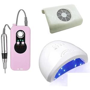 DISCORAMA KIT PER UNGHIE FRESA PROFESSIONALE 35000 GIRI PORTATILE, LAMPADA FORNETTO UNGHIE 48W, ASPIRATORE DA TAVOLO, SET DI STRUMENTI PER NAIL ART - DISCORAMA®