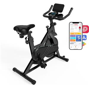 DeerRun Ciclette Professionale, Cyclette da Casa a Resistenza Magnetica Regolabile, Bicicletta per Casa con App per Monitoraggio Dati, Spin Bike 136kg di Capacità di Peso