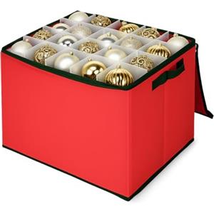 PALUPLUS Scatola Porta Palline di Natale, Misura 43x35x35 cm, fino a 80 Scomparti Modulabili, Contenitore Organizer con Cerniera e Maniglie, Custodia Impermeabile, Box per Addobbi Natalizi -7977C
