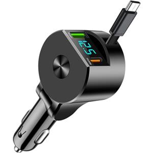 SNZ Caricatore Auto USB C 75W Retrattile, PD 3.0 Accessori Auto Interno, Adattatore accendisigari usb per auto,Gadget macchina fit iPhone 16 15 14 13 Pro Max Plus iPad Galaxy S25 S24 S23 Ultra