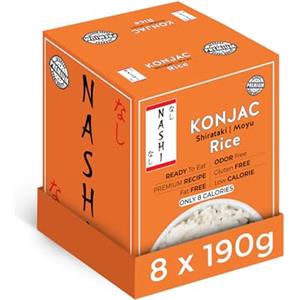 KETO SKINNY Riso Nashi Shirataki Konjac Moyu - Ricetta Premium a basso contenuto di grassi, con glucomannano, adatto ai prodotti chetonici, adatto ai vegani, cibo a basso contenuto calorico inodore (8×190g)