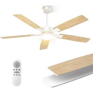 Mefine 2 Colori Pale Reversibili Ventilatore da Soffitto con Luce, 132cm Silenzioso Lampadario con Ventilatore da Soffitto Grande con Telecomando per Soggiorno, Lamera da Letto, Gazebo Esterno