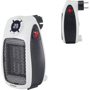 BEPER P203TER350 Mini Termoventilatore Ceramico, Mini Stufetta Elettrica Salvaspazio 500W/1000W, Display LED, Timer 24h, Termostato, Spina Rotante 90°, Autospegnimento Sicuro