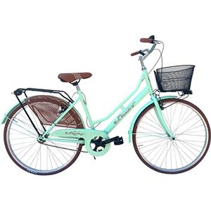 MADICKS Bicicletta Donna da Passeggio Olanda Misura 26 Bici da città Vintage retrò con Cestino Turchese
