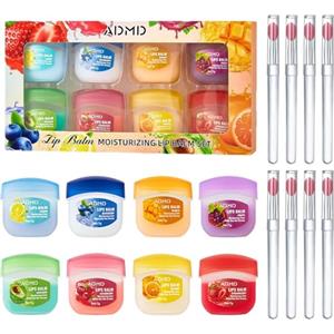 Luxvara 8 Pezzi Maschera Labbra, Burrocacao Labbra, Maschere Notturne Labbras, Balsamo-Labbra Set per Labbras Secche e Screpolate, con 8 Pennelli per Labbra in Silicone