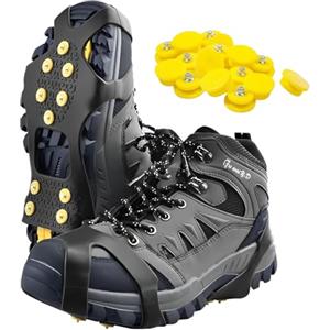LKJAUOZ 1 Paia Ramponi,Ice Tacchetti Trazione Antiscivolo su Scarpe/Stivali con 20 Borchie Neve Ghiaccio Ramponi Tacchetti Spikes,Ramponi per Scarponi,ramponi per scarponi,ramponcini,tacchetti